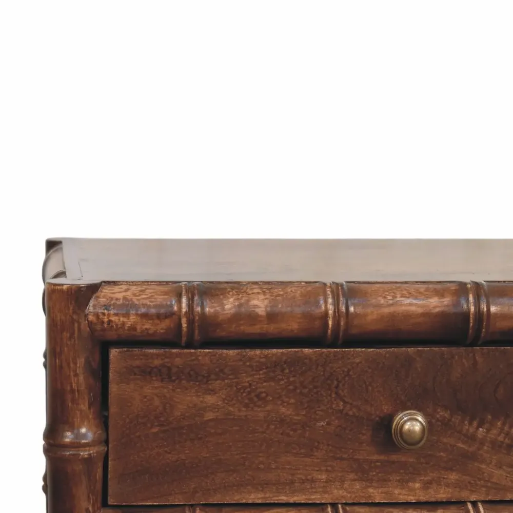 Tables de nuit - Artisan Furniture Solid Wood Table de chevet Bamboo Frame en amande torréfiée - ASIATIDES