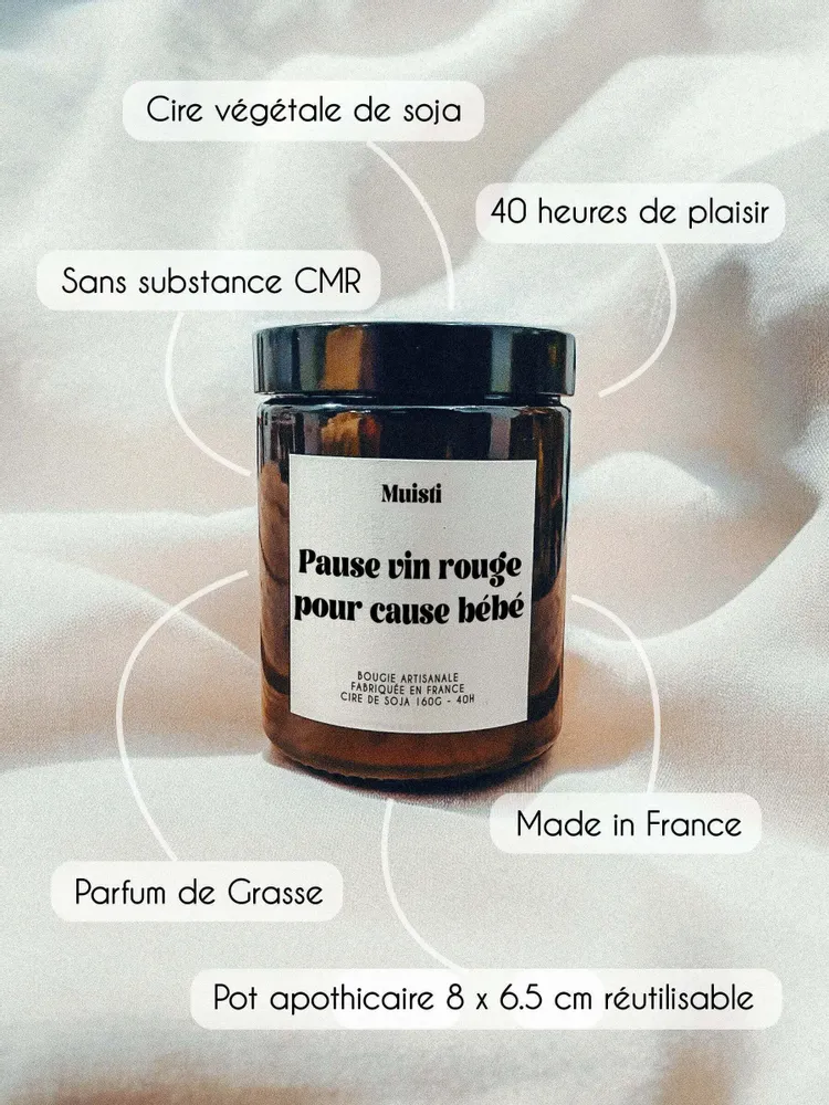 Decorative objects - Scented Candle - Red Wine Break for Baby - White Musk - 160g - ILARIA.I