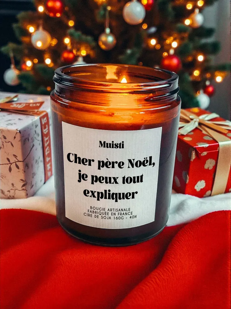 Objets de décoration - Bougie Parfumée - Cher Père Noël, je peux tout expliquer - Musc blanc – 160g - ILARIA.I