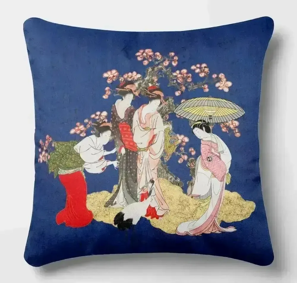 Linge - Splendeurs d'Edo 1 - Housse Coussin Velours 45cm x 45cm - ILARIA.I