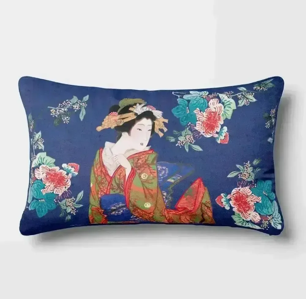 Linge - Splendeurs d'Edo 7- Housse Coussin Velours 30cm x 50cm - ILARIA.I