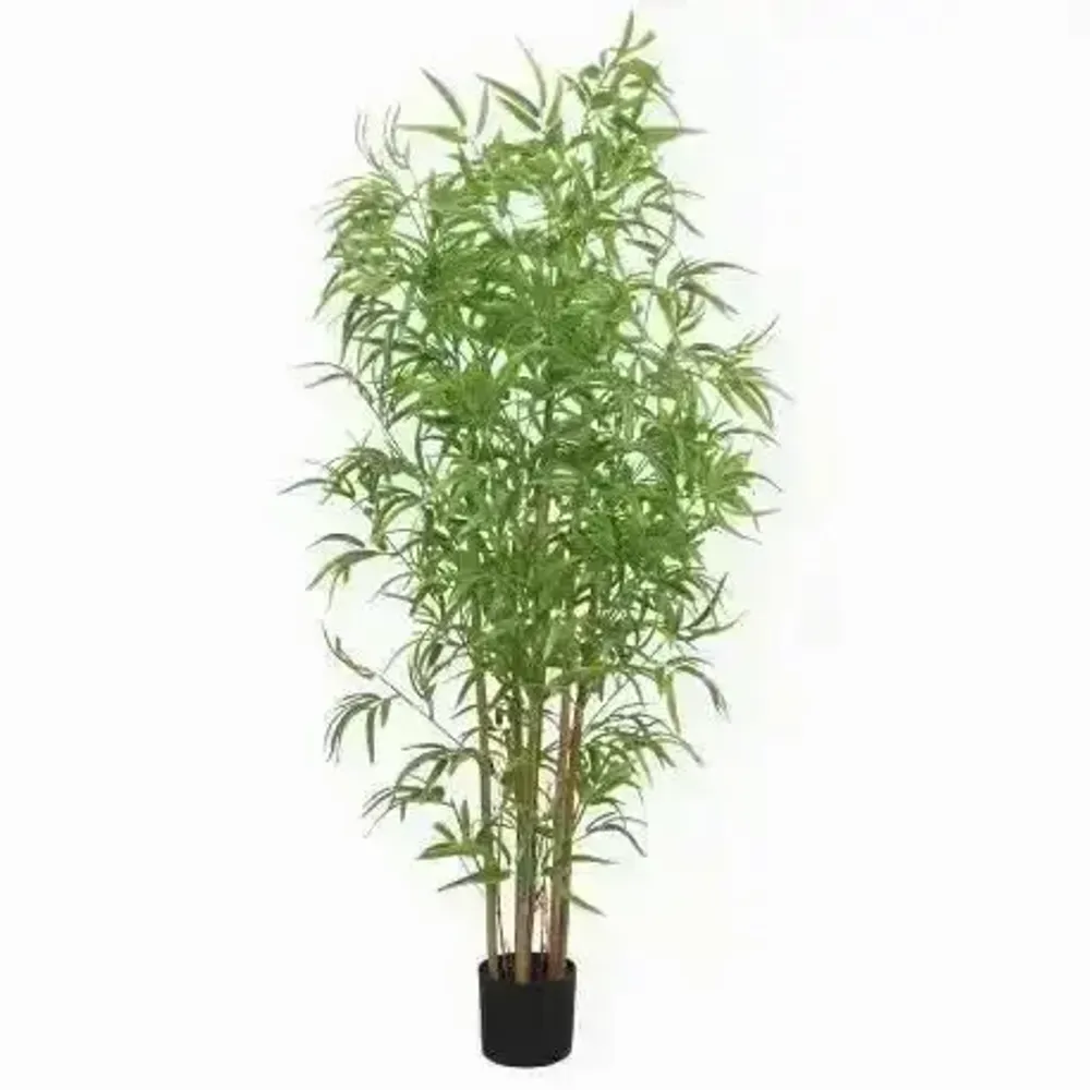 Floral decoration - Artificial bamboo, 6 trunks, black pot - ILARIA.I