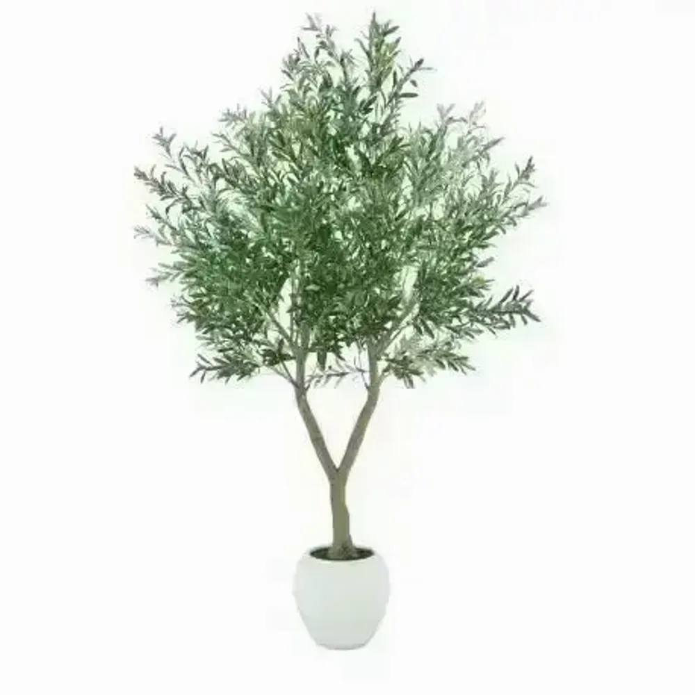 Floral decoration - Artificial olive tree, white plastic pot - ILARIA.I