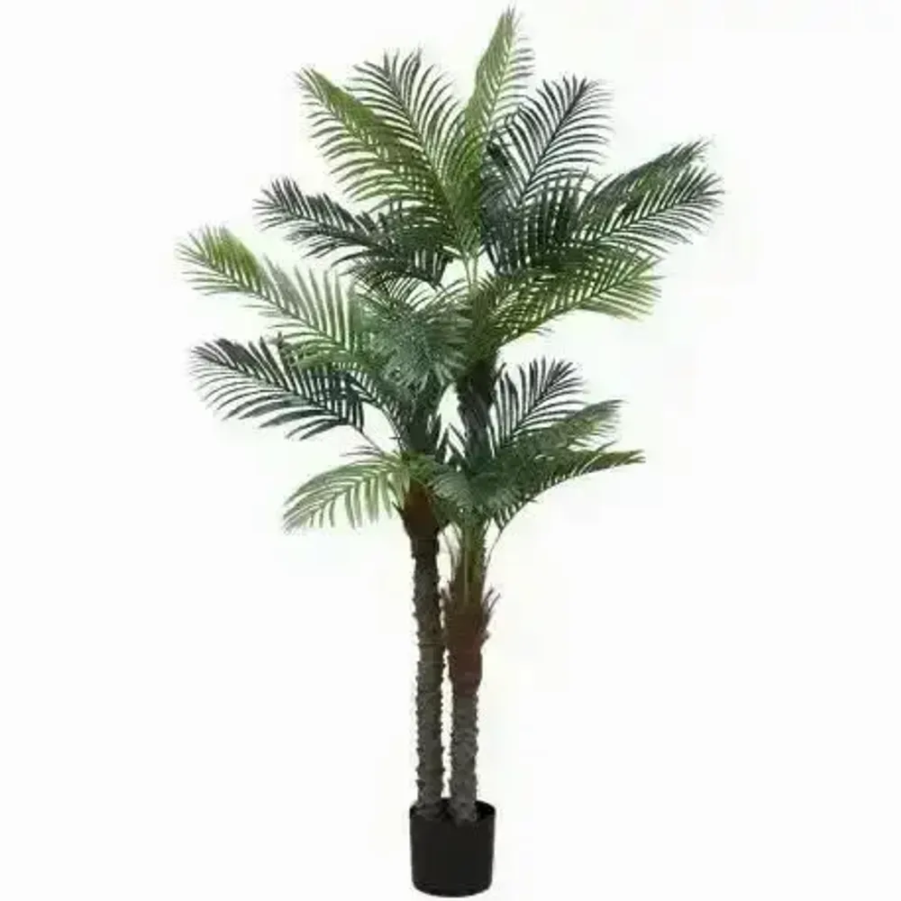 Décorations florales - Palmier artificiel 24 feuilles en pot plastique noir - ILARIA.I