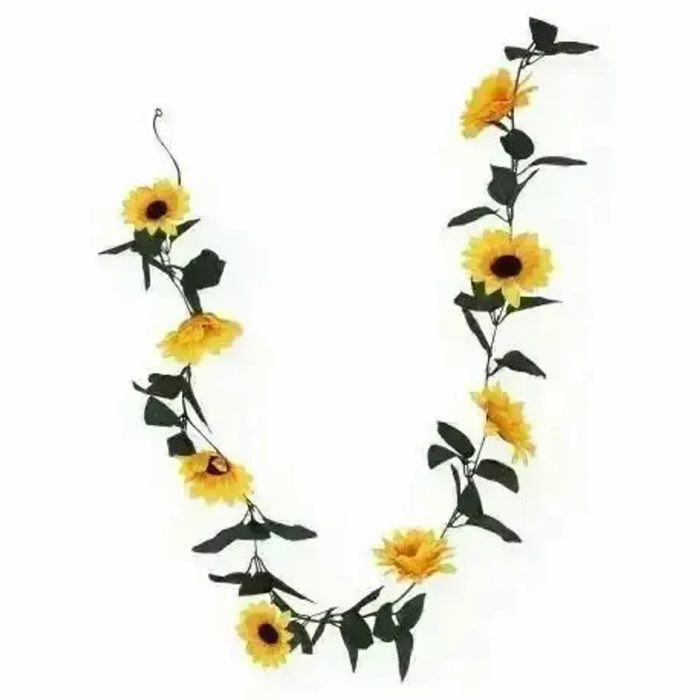 Floral decoration - Artificial sunflower garland – 7 flowers – Yellow - ILARIA.I