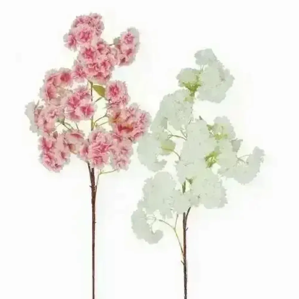 Décorations florales - Tige artificielle de cerisier – 80 fleurs – Blanc et rose - ILARIA.I