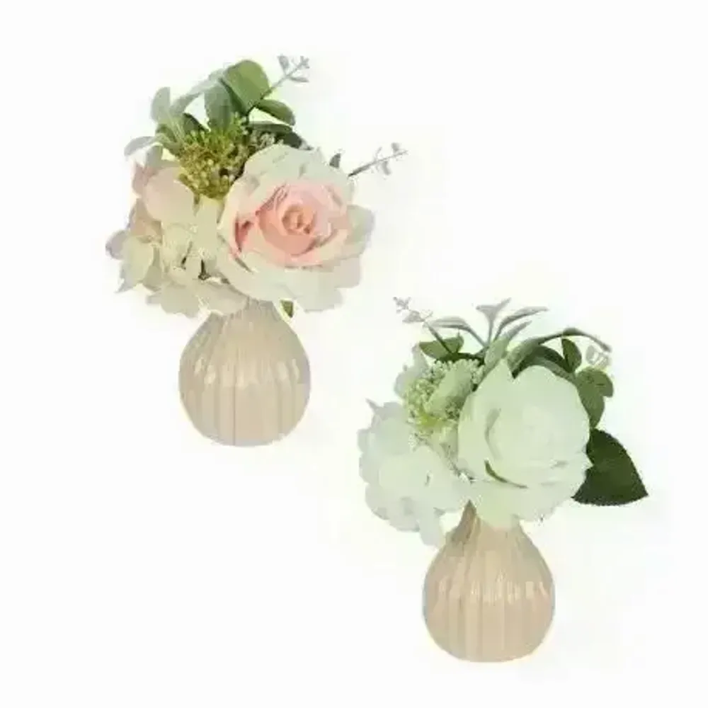 Décorations florales - Composition artificielle roses & hortensias - ILARIA.I
