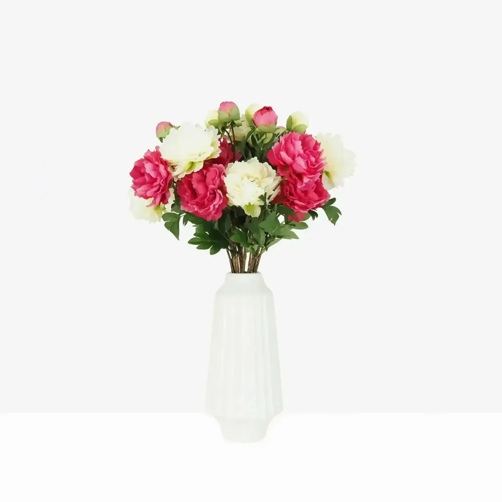 Décorations florales - Tige de pivoines artificielles – 2 fleurs et 1 bourgeon �� Rose - ILARIA.I