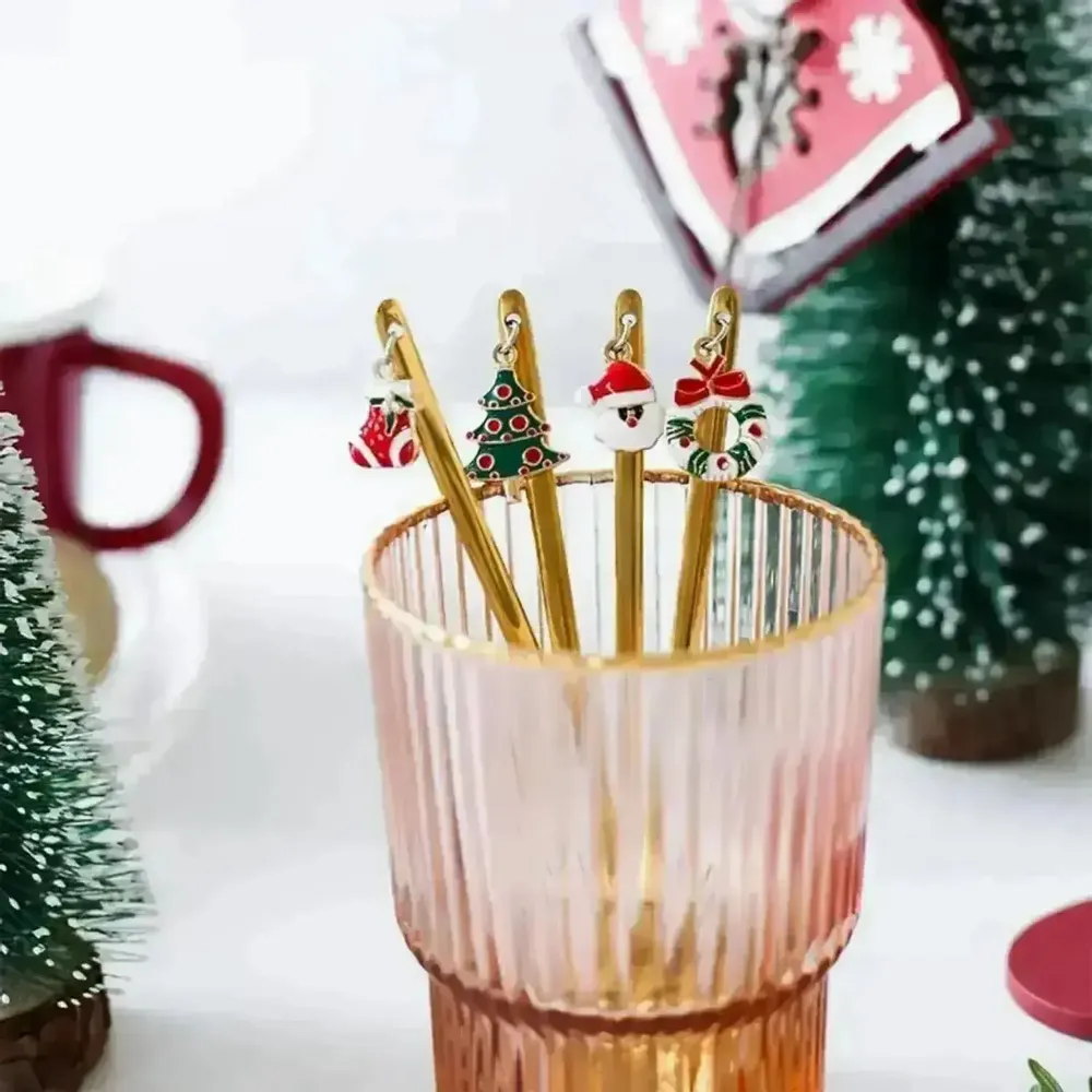 Knives - Set of 6 Christmas spoons with decoration - silver or gold - ILARIA.I