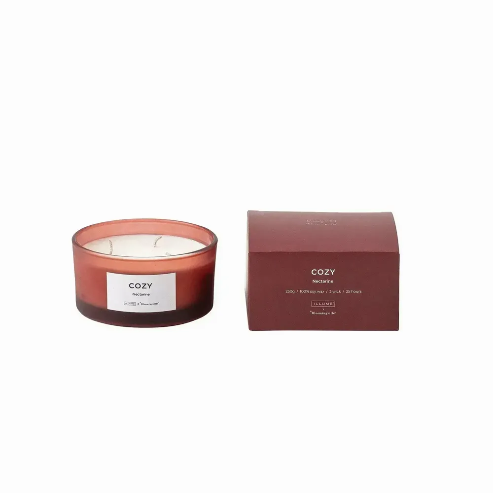 Cloisons - COZY - Nectarine Bougie parfumée, Rouge, Cire naturelle - ILARIA 2.0