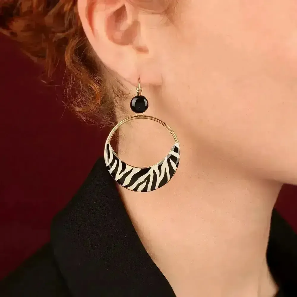 Bijoux - DORMEUSES ALFRED COULEUR DORE NOIR - ILARIA.I