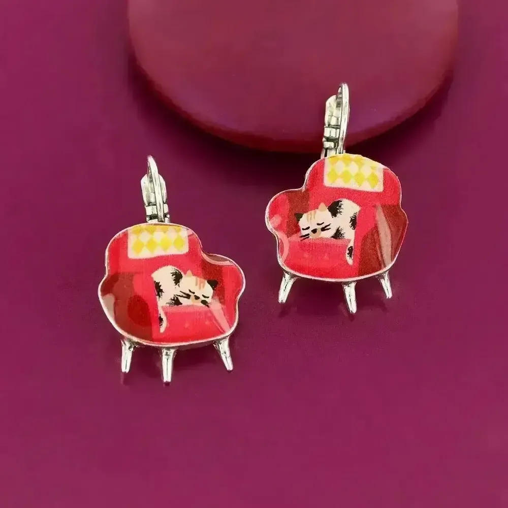 Bijoux - DORMEUSES CHANAPE COULEUR ARGENT ROUGE - ILARIA.I