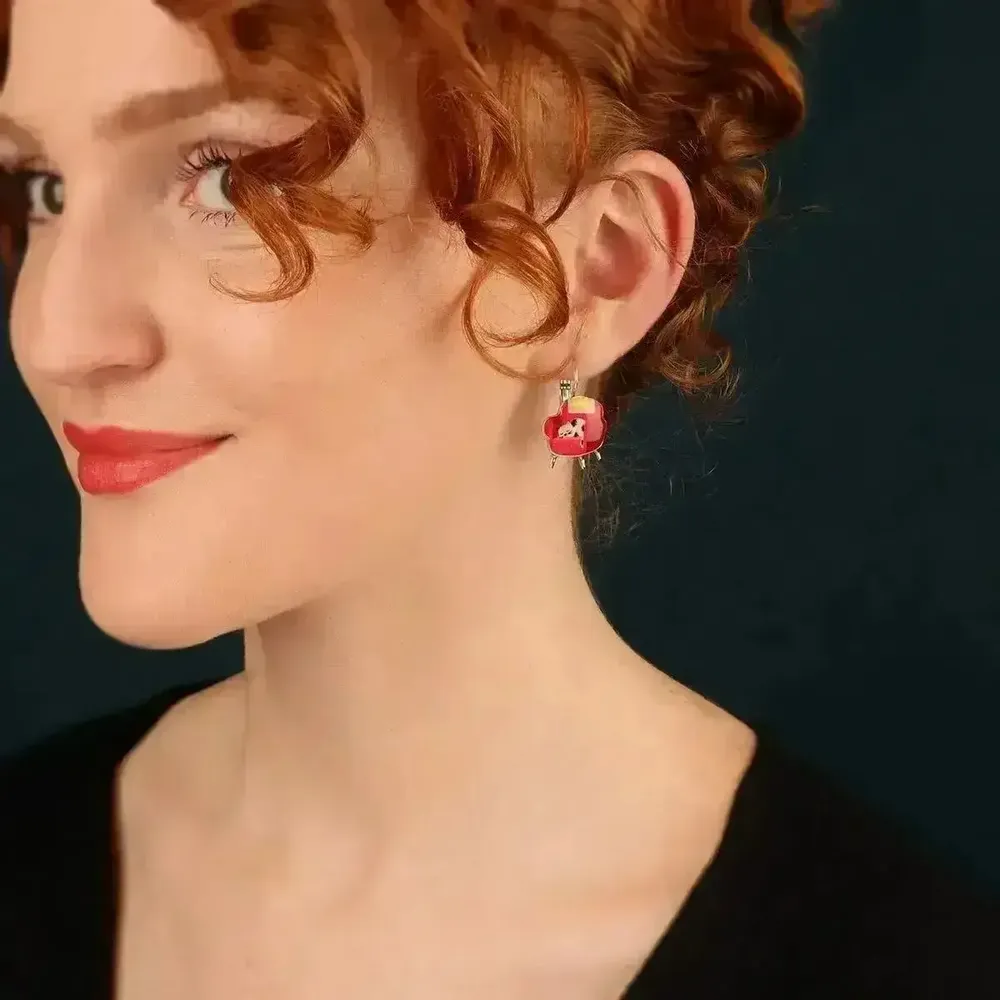 Bijoux - DORMEUSES CHANAPE COULEUR ARGENT ROUGE - ILARIA.I
