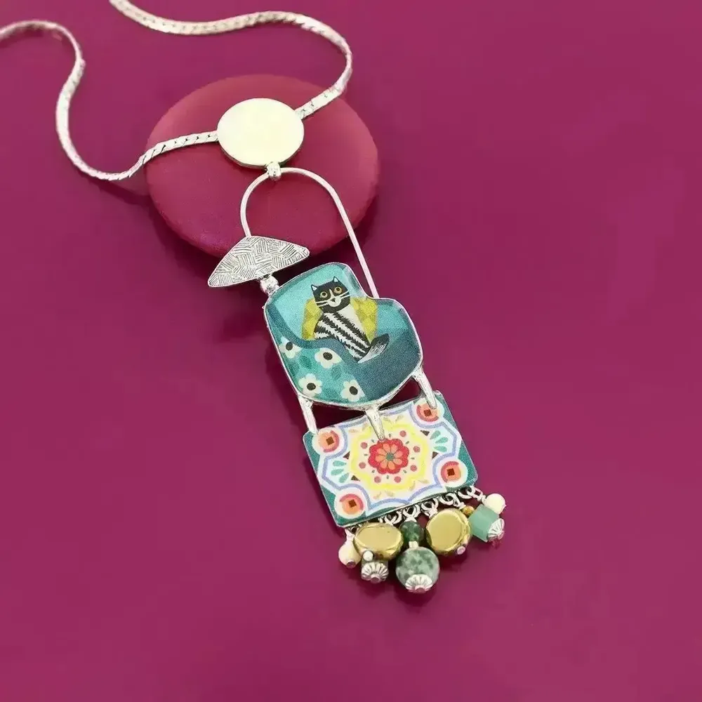 Bijoux - COLLIER CHANAPE COULEUR ARGENT BLEU - ILARIA.I