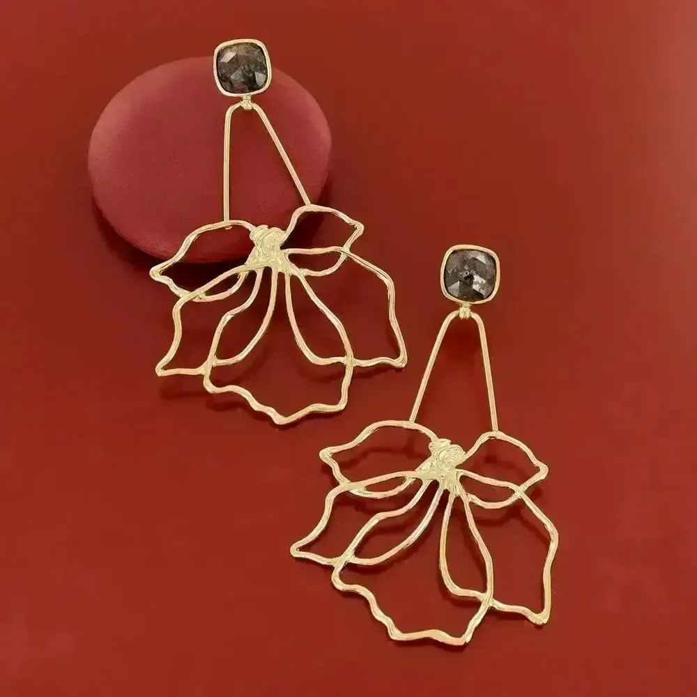 Bijoux - PUCES HIBISCUS COULEUR DORE ROSE - ILARIA.I