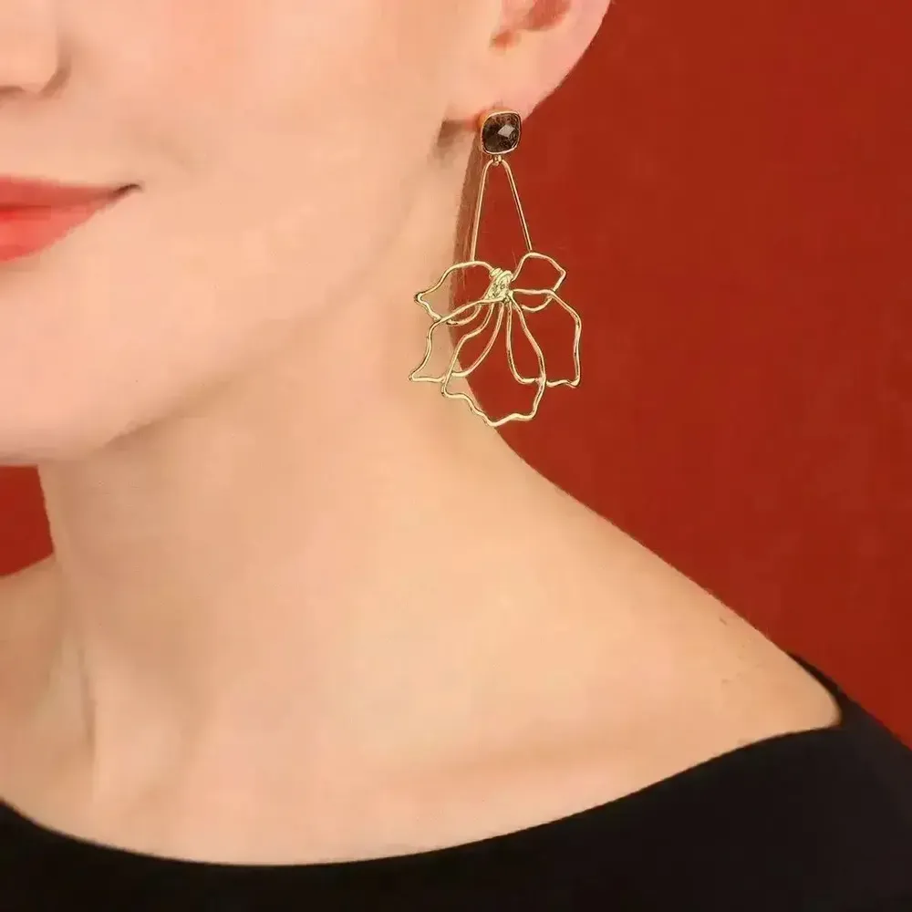 Bijoux - PUCES HIBISCUS COULEUR DORE ROSE - ILARIA.I