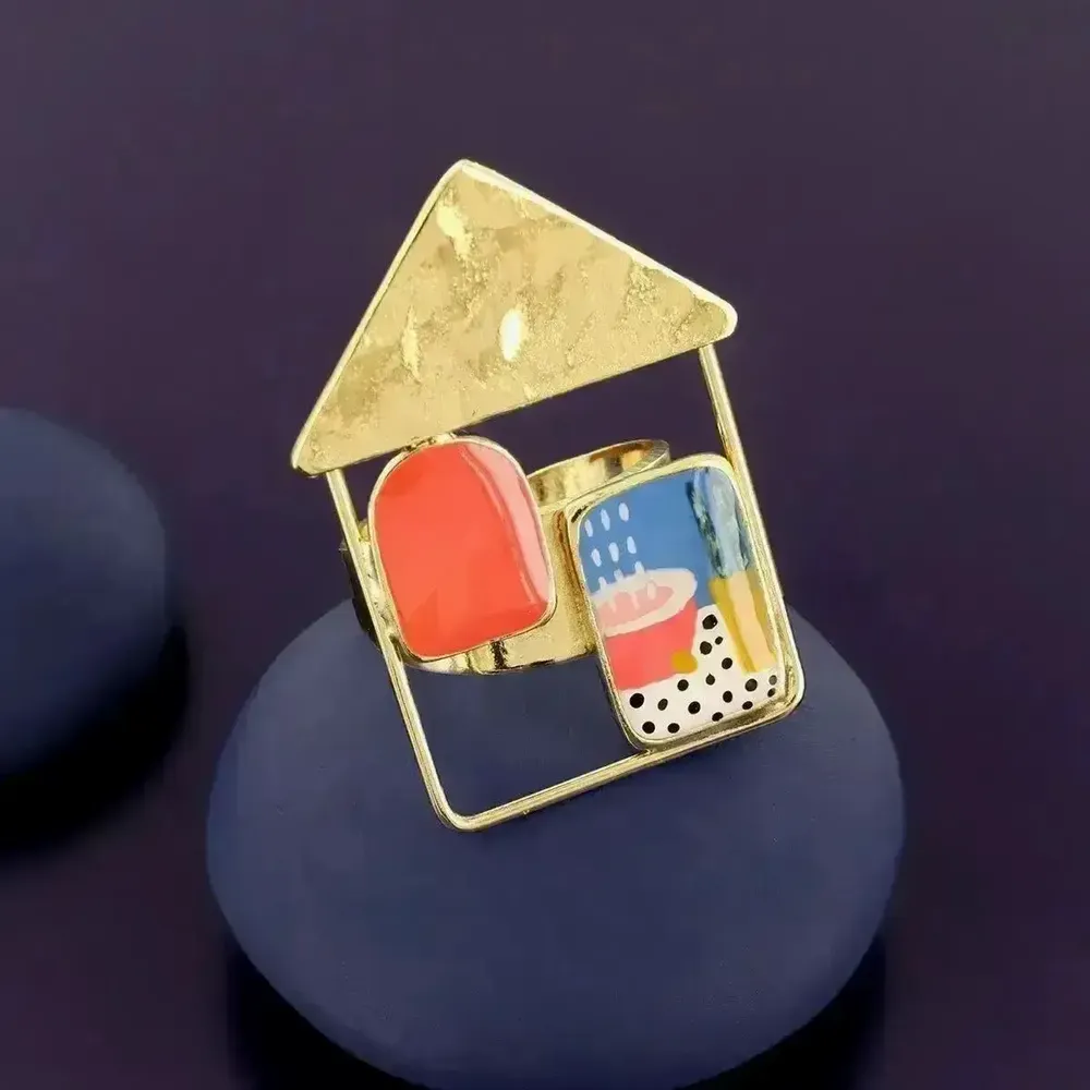 Bijoux - BAGUE CURIEUSE COULEUR DORE MULTI - ILARIA.I