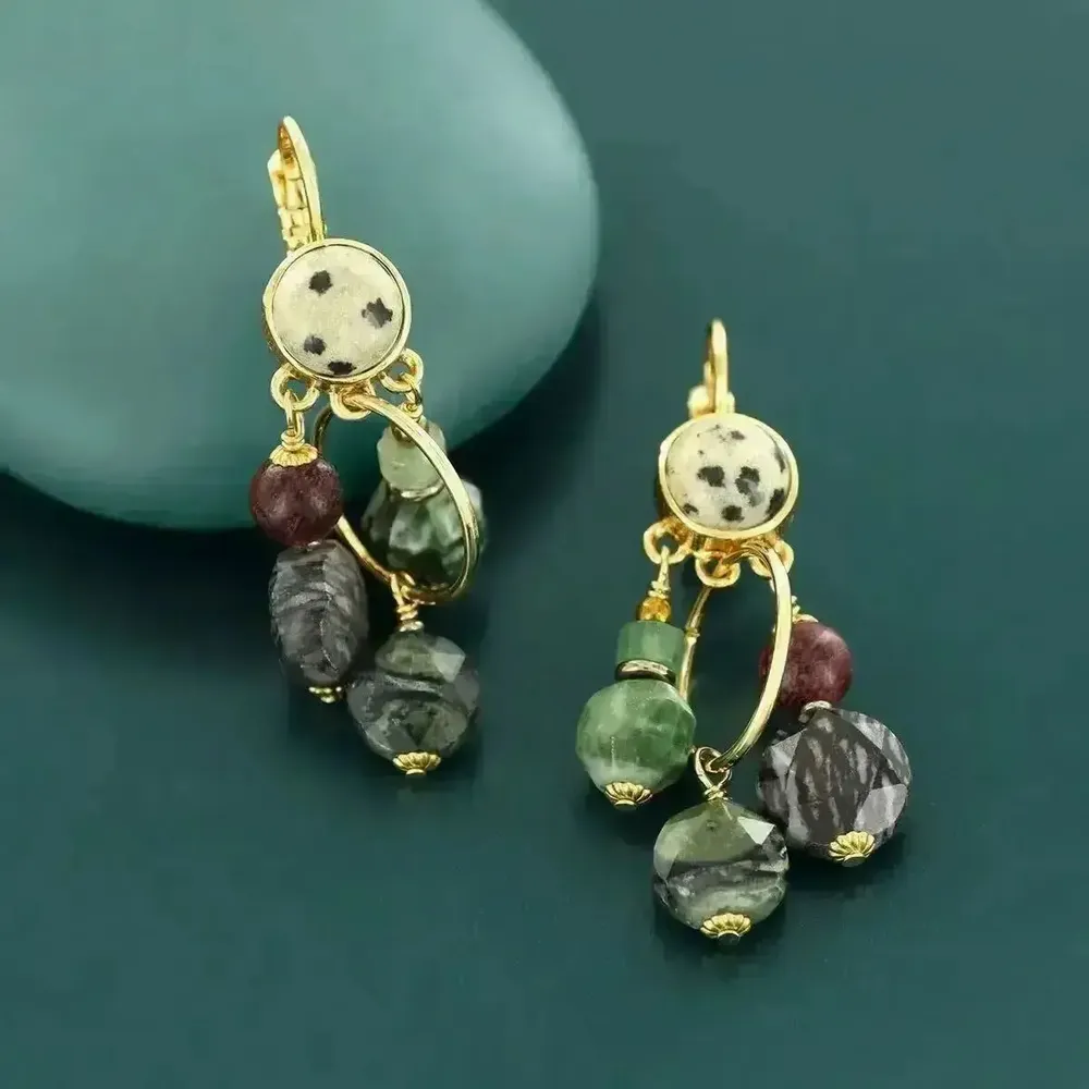 Bijoux - DORMEUSES SOLEDAD COULEUR DORE VERT - ILARIA.I