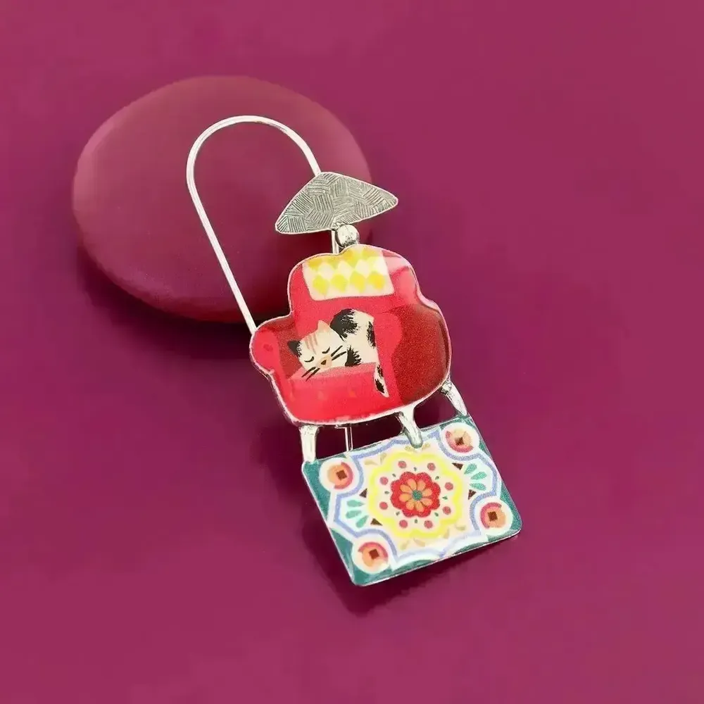 Jewelry - CHANAPE BROOCH, SILVER AND RED COLOUR - ILARIA.I