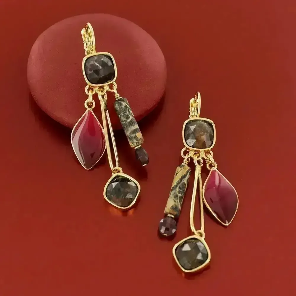 Bijoux - DORMEUSES HIBISCUS COULEUR DORE ROSE - ILARIA.I