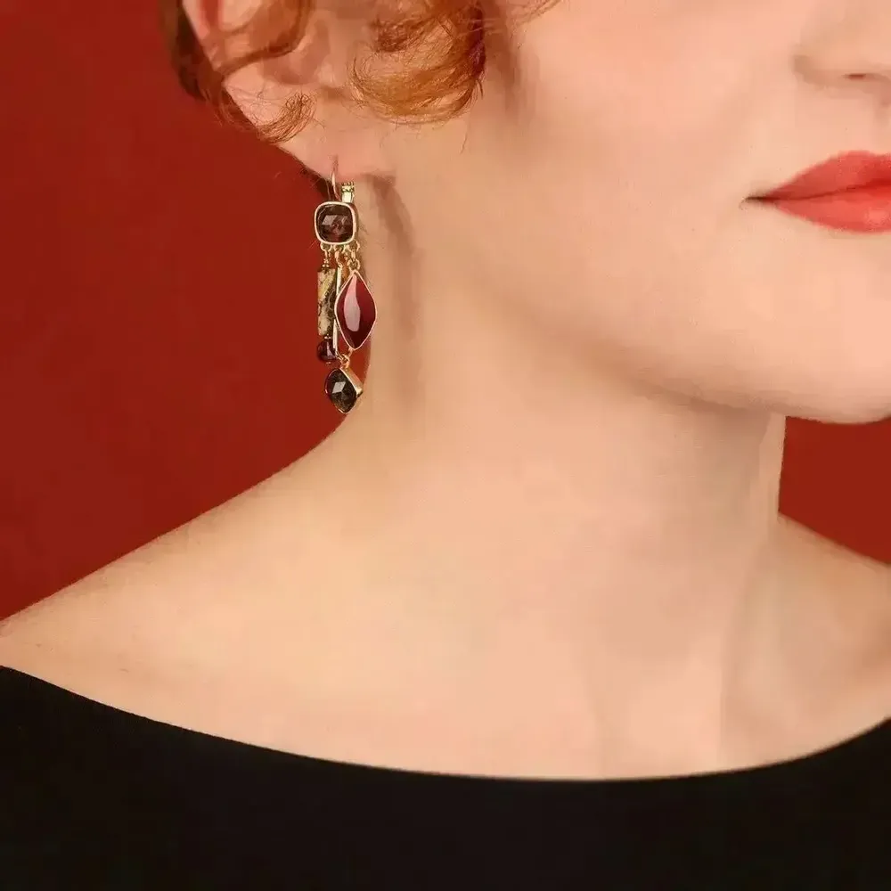 Bijoux - DORMEUSES HIBISCUS COULEUR DORE ROSE - ILARIA.I