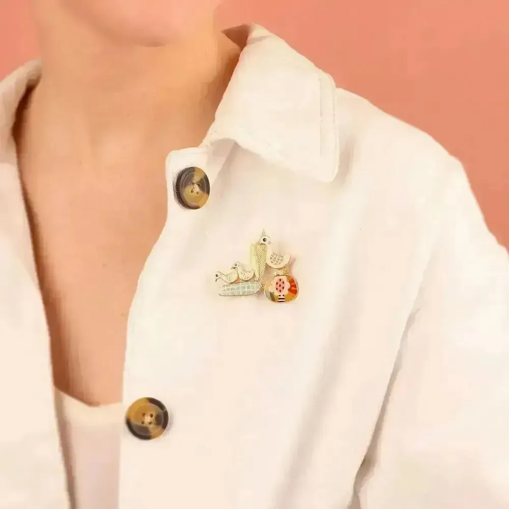 Bijoux - BROCHE PLUME COULEUR DORE MULTI - ILARIA.I