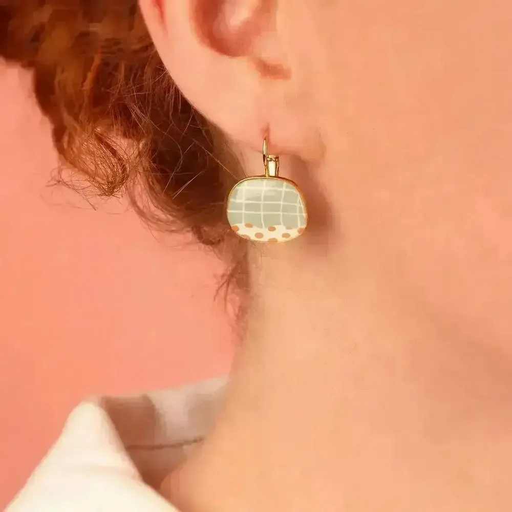 Bijoux - DORMEUSES PLUME COULEUR DORE BLEU - ILARIA.I