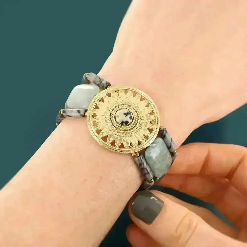 Bijoux - BRACELET SOLEDAD COULEUR DORE VERT - ILARIA.I