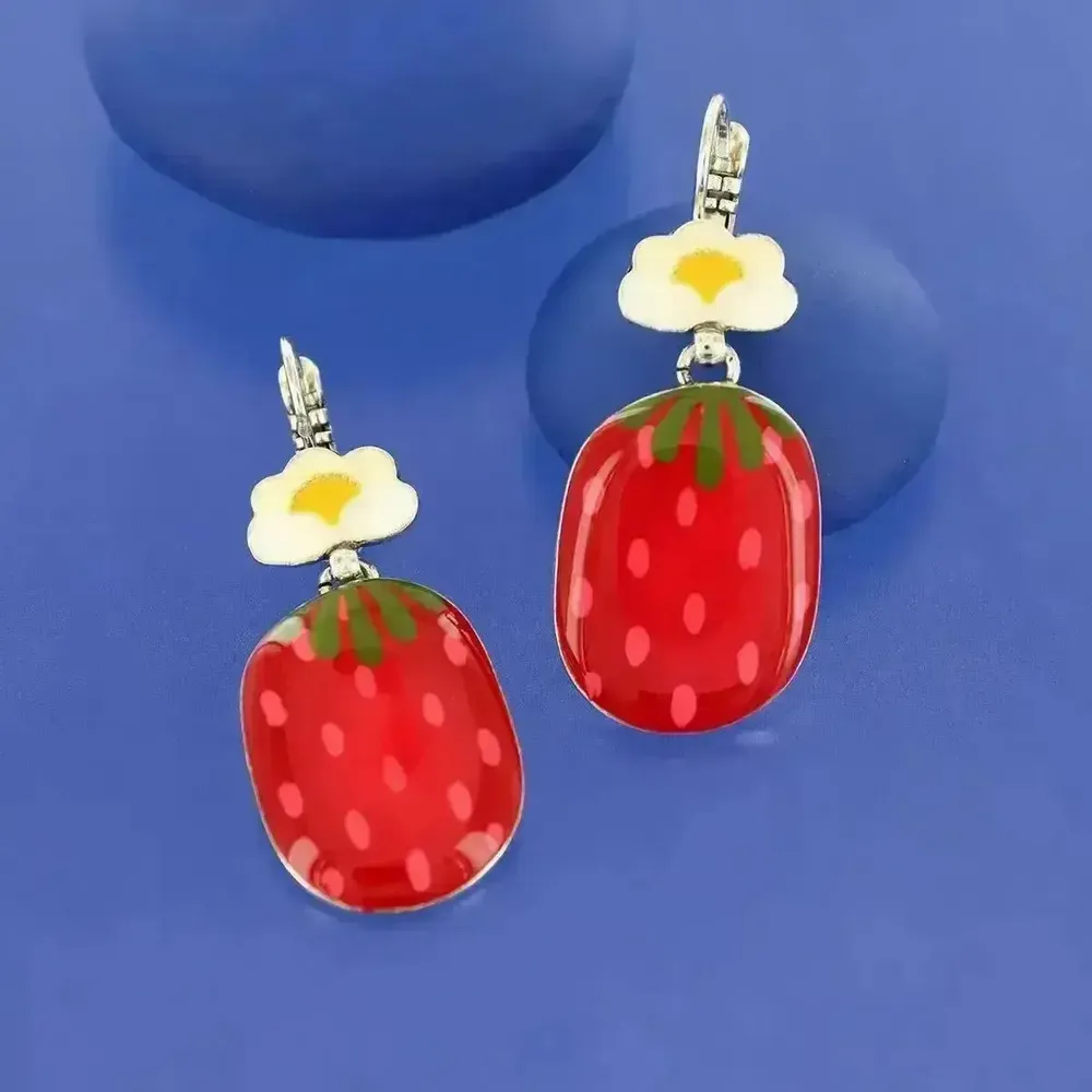 Bijoux - DORMEUSES DELICE COULEUR ARGENT ROUGE - ILARIA.I