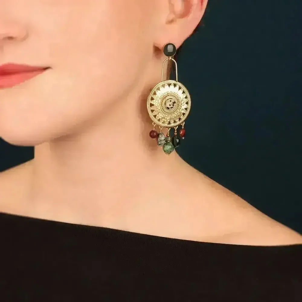 Bijoux - PUCES SOLEDAD COULEUR DORE VERT - ILARIA.I