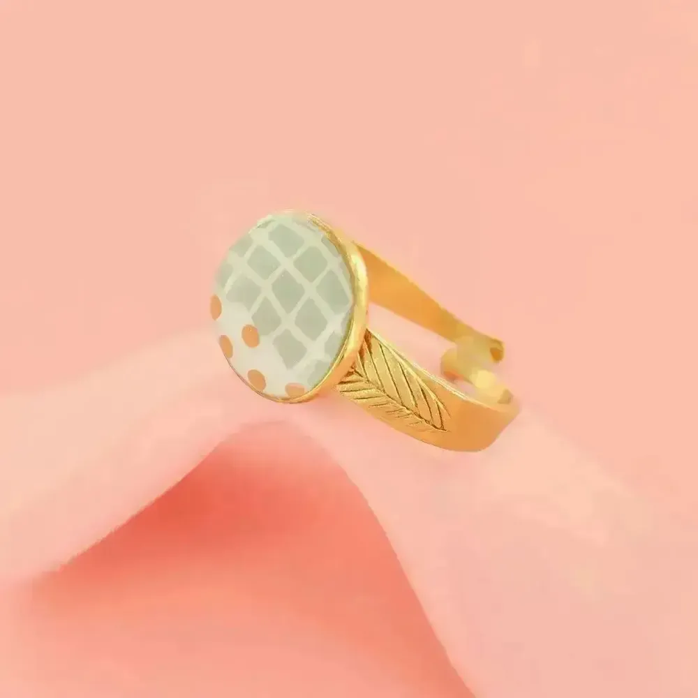 Bijoux - BAGUE PLUME COULEUR DORE BLEU - ILARIA.I