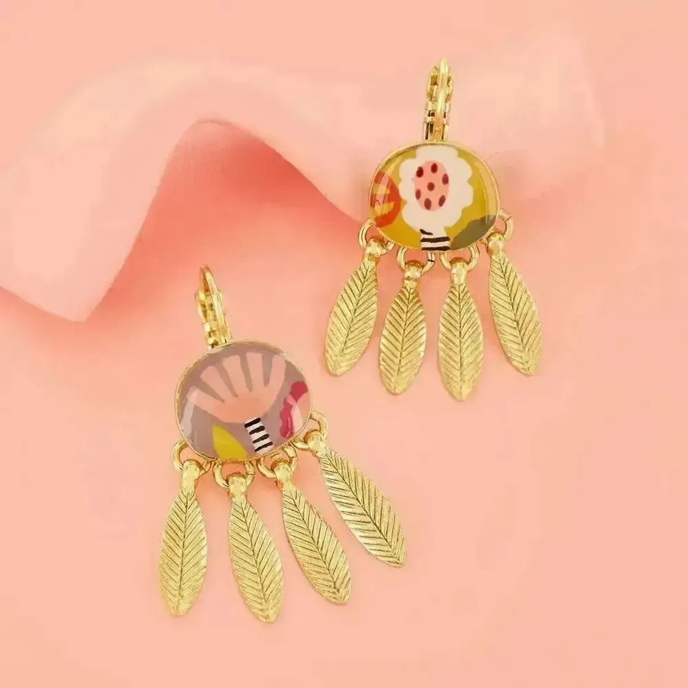 Bijoux - DORMEUSES PLUME COULEUR DORE MULTI - ILARIA.I