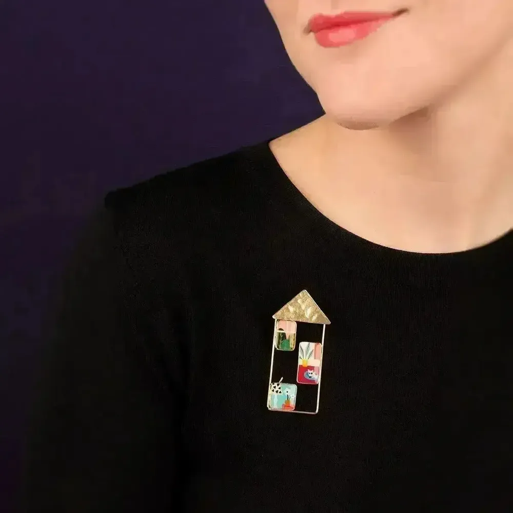 Bijoux - BROCHE CURIEUSE COULEUR DORE MULTI - ILARIA.I