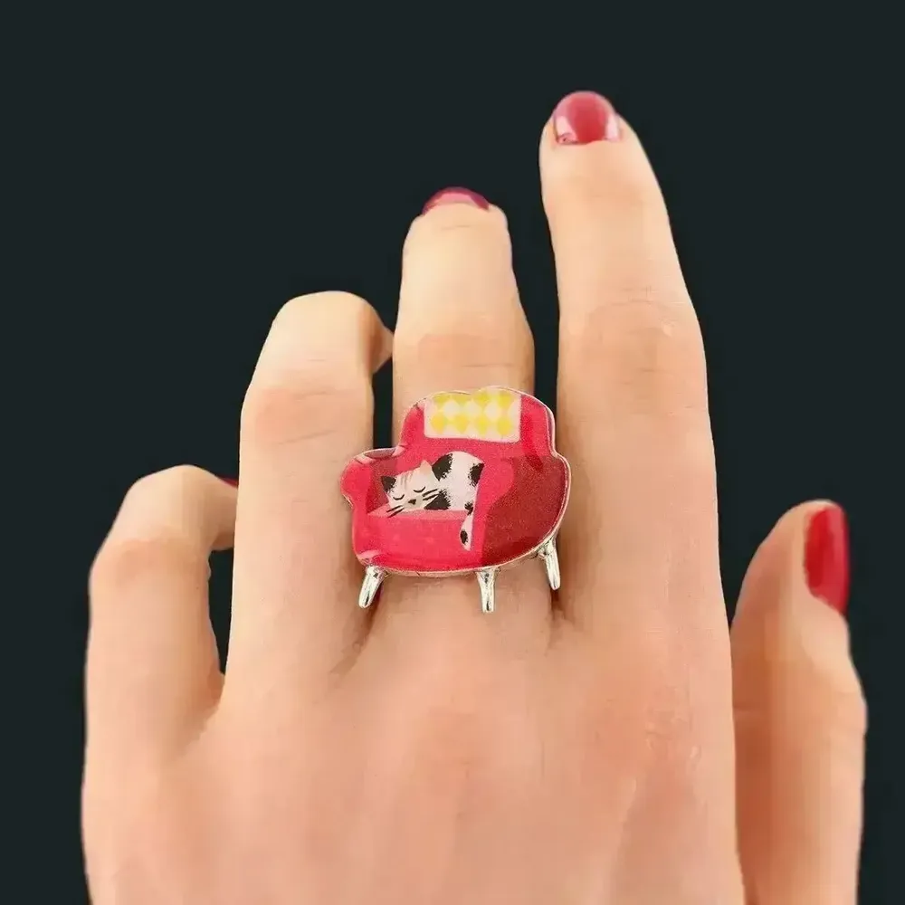 Bijoux - BAGUE CHANAPE COULEUR ARGENT ROUGE - ILARIA.I
