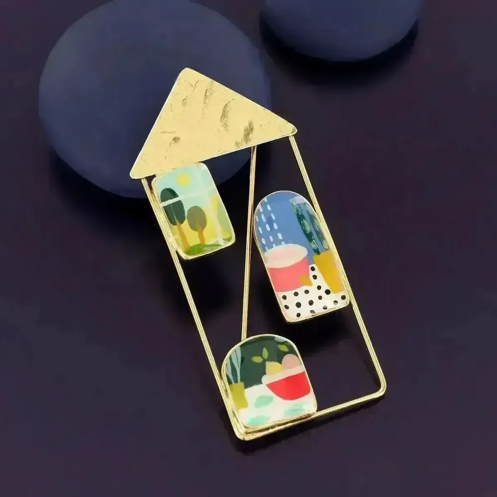 Bijoux - BROCHE CURIEUSE COULEUR DORE MULTI - ILARIA.I