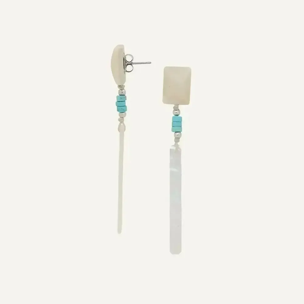 Bijoux - Boucles d'oreilles poussoir pampille nacre blanche - Milos - ILARIA.I