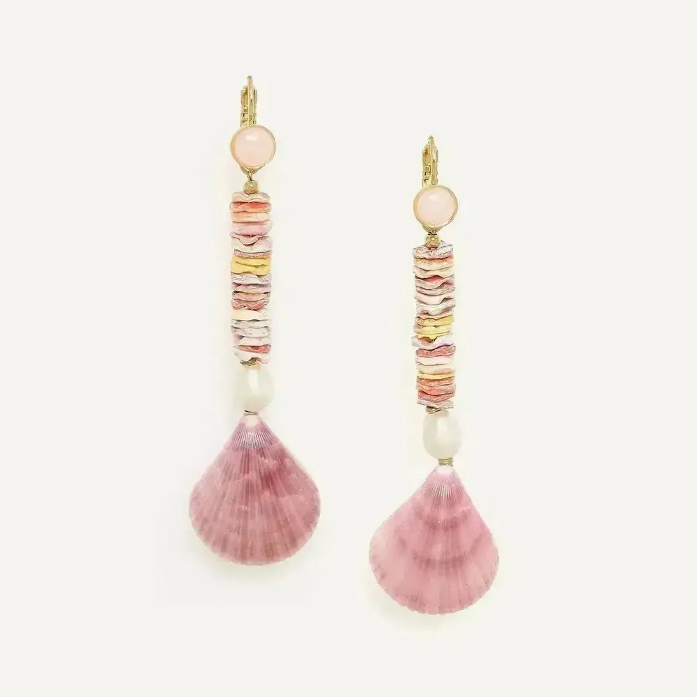 Bijoux - Boucles d'oreilles dormeuses longues - Spiaggia Rosa - ILARIA.I