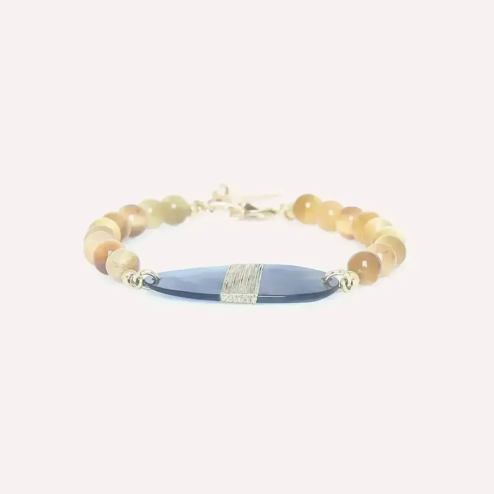 Bijoux - Bracelet ajustable médaillon nacre noire - Alegria Beach - ILARIA.I