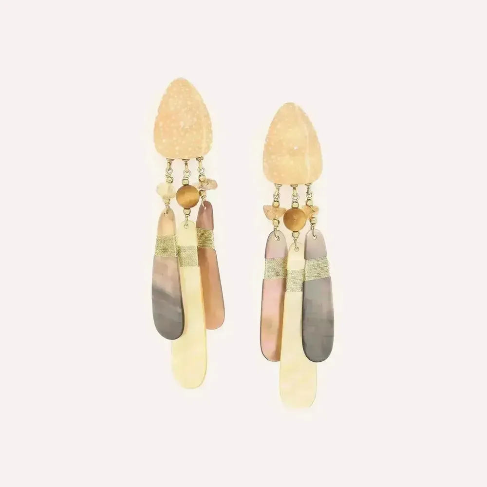 Bijoux - Boucles d'oreilles clips 3 pampilles nacre - Alegria Beach - ILARIA.I