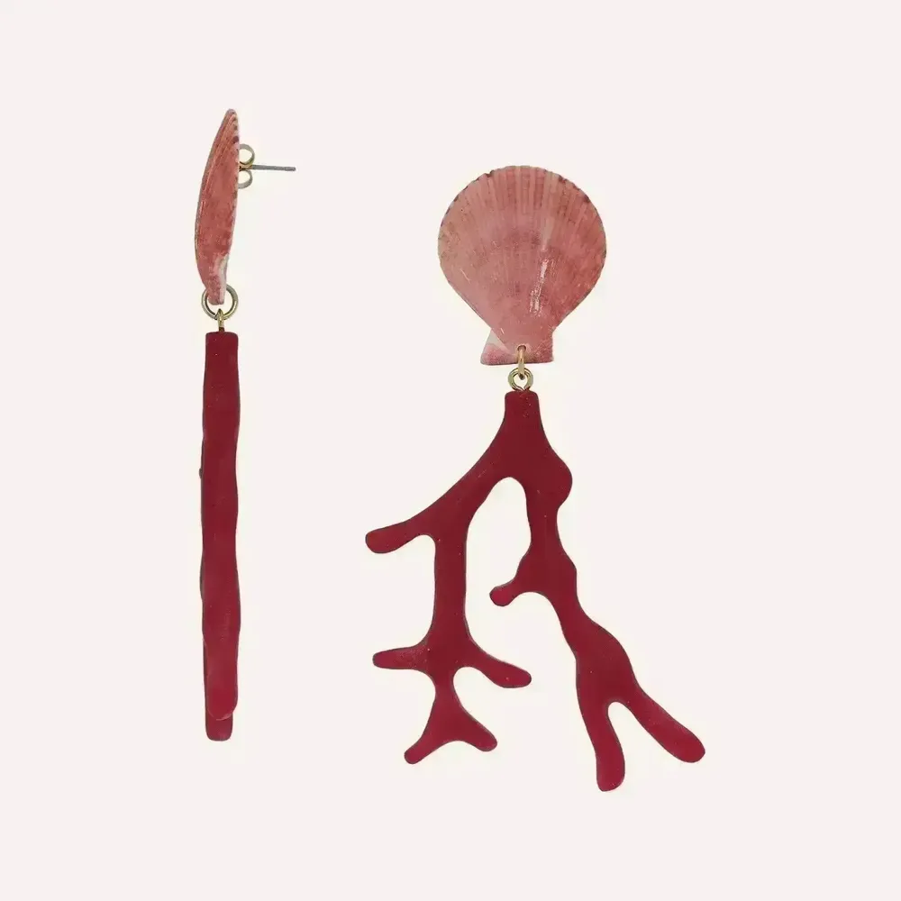 Bijoux - Boucles d'oreilles poussoir corail rouge - Alona - ILARIA.I