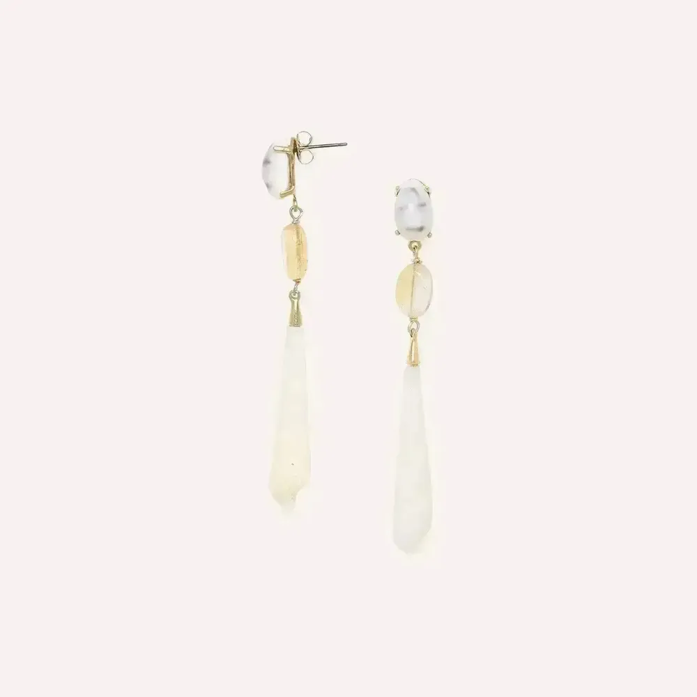 Jewelry - Post earrings with citrine & Terebra punctatostriata - Alona - ILARIA.I