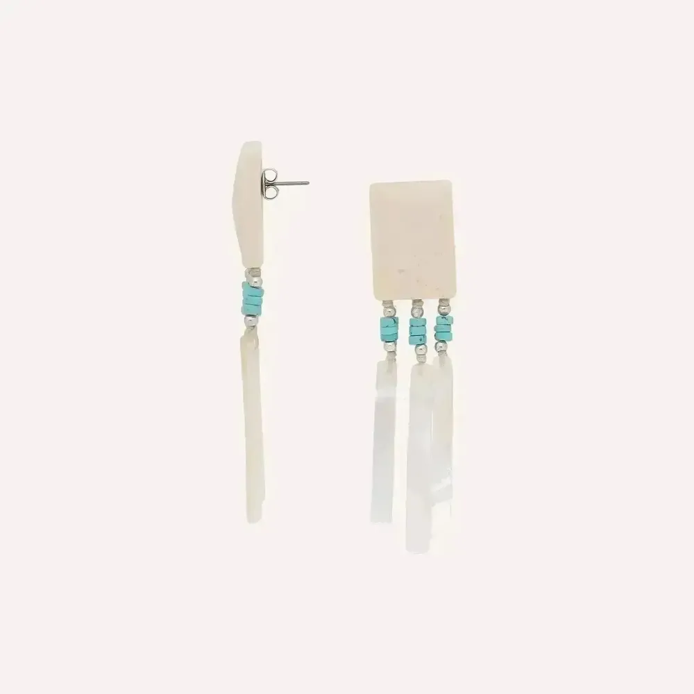 Bijoux - Boucles d'oreilles poussoir grand modèle 3 pampilles nacre - Milos - ILARIA.I