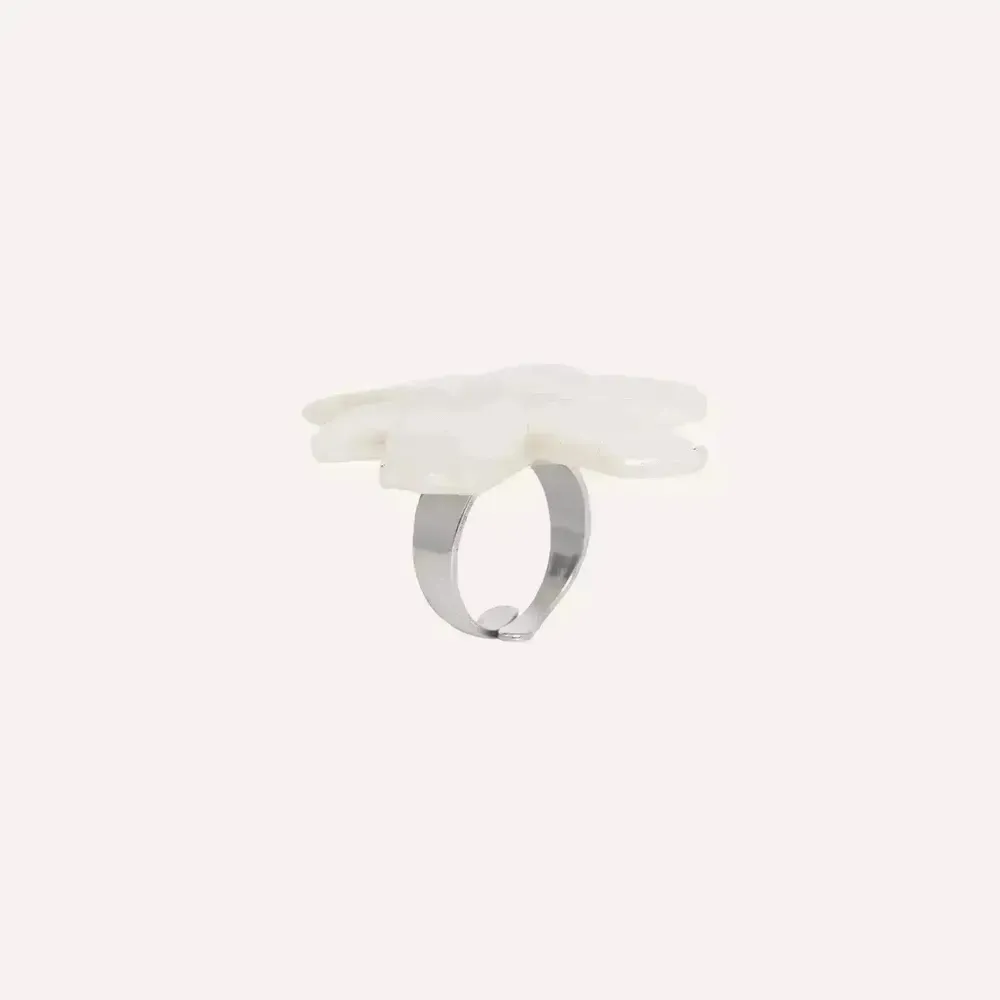 Bijoux - Bague ajustable nacre blanche - Lis Blanc - ILARIA.I
