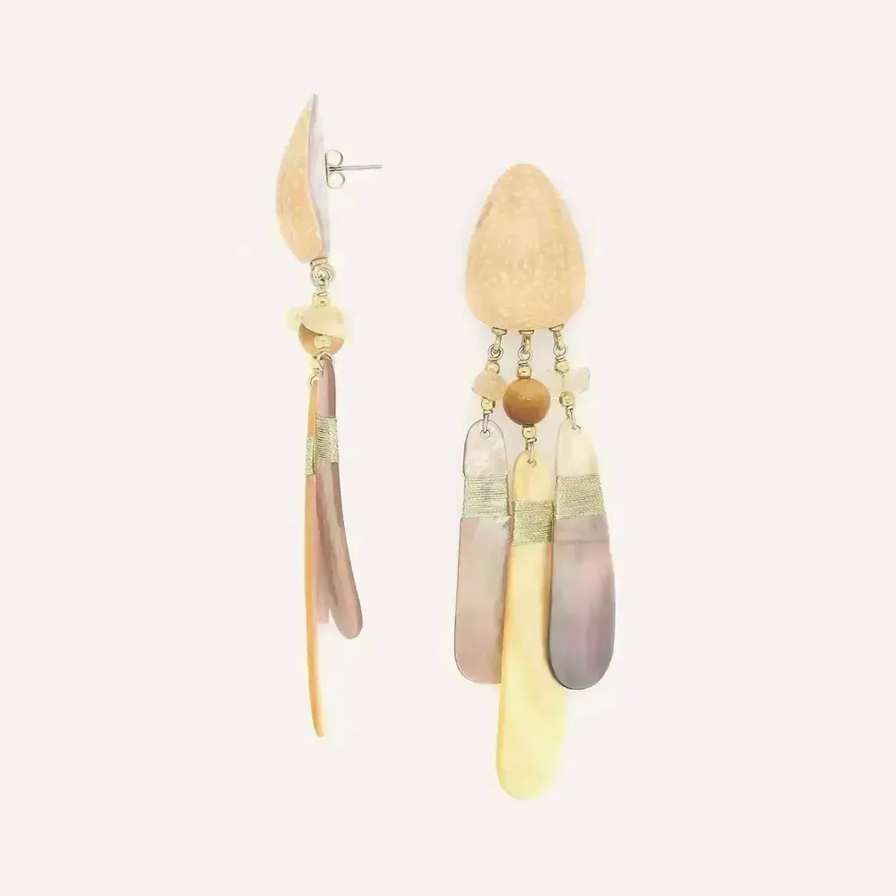 Bijoux - Boucles d'oreilles poussoir 3 pampilles en nacre - Alegria Beach - ILARIA.I