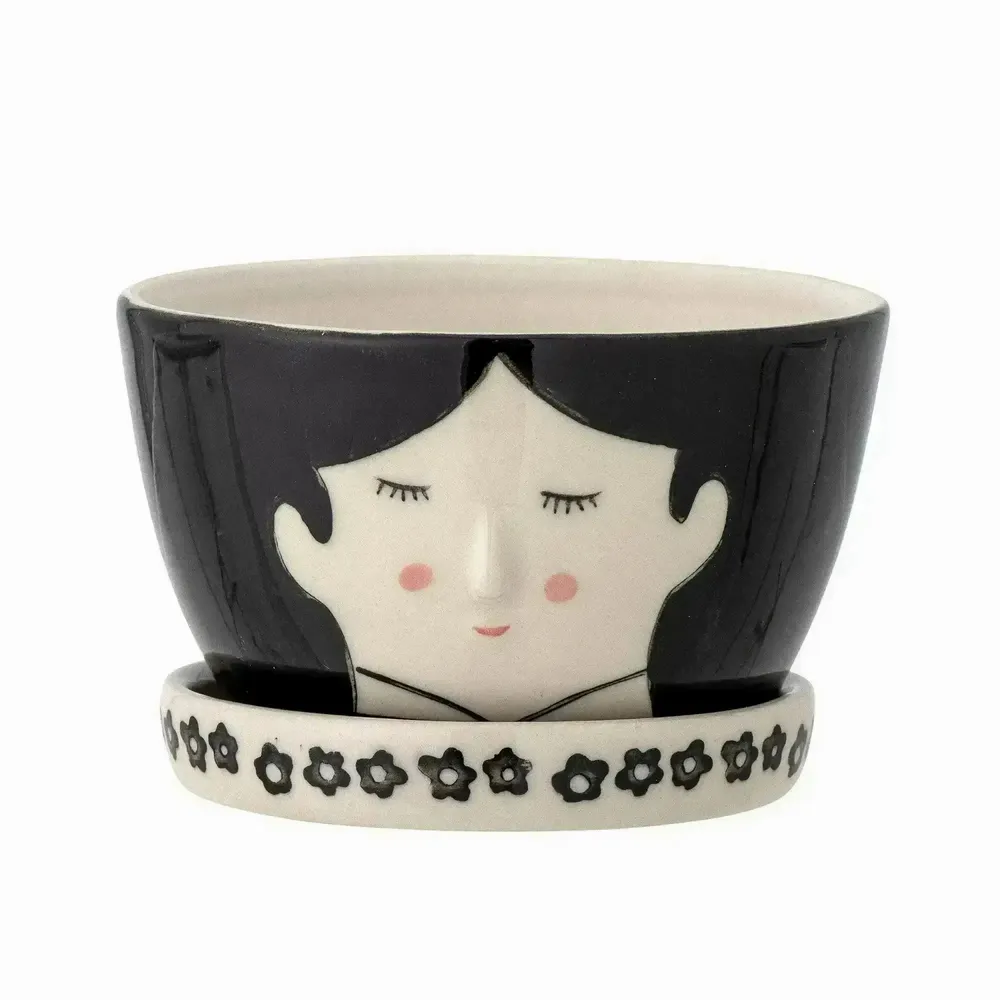 Accessoires pour bain enfants  - Carolin Pot de fleurs pour support, Noir, Grès - ILARIA 2.0