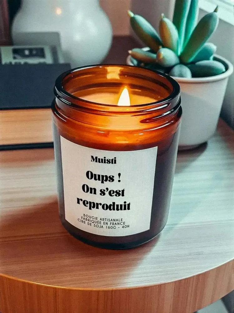 Objets de décoration - Bougie Parfumée - Oups ! On s'est reproduit - Musc blanc – 160g - ILARIA.I