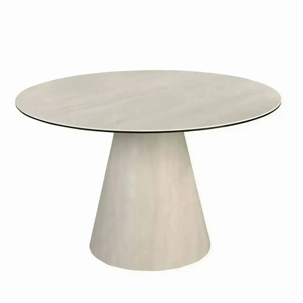 Tables Salle à Manger - Table à manger ronde en marbre céramique et bois revêtu d’une feuille flexible de marbre céramique - ILARIA.I
