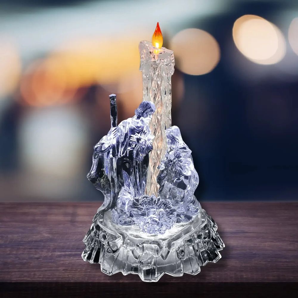 Nativity scenes and santons - Crystal-Style LED Nativity with Candle Light - LES LUMIERES DU TEMPS
