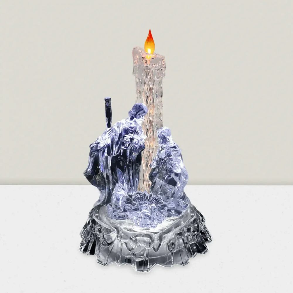 Nativity scenes and santons - Crystal-Style LED Nativity with Candle Light - LES LUMIERES DU TEMPS