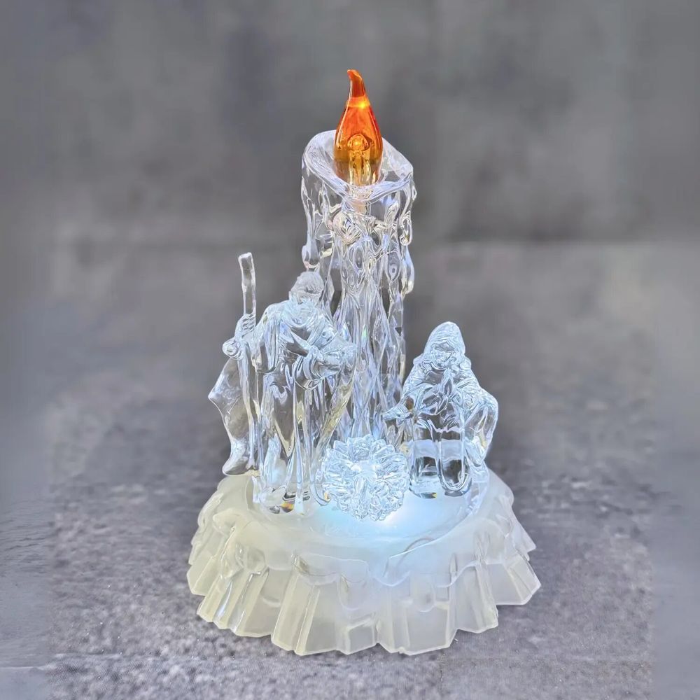 Nativity scenes and santons - Crystal-Style LED Nativity with Candle Light - LES LUMIERES DU TEMPS